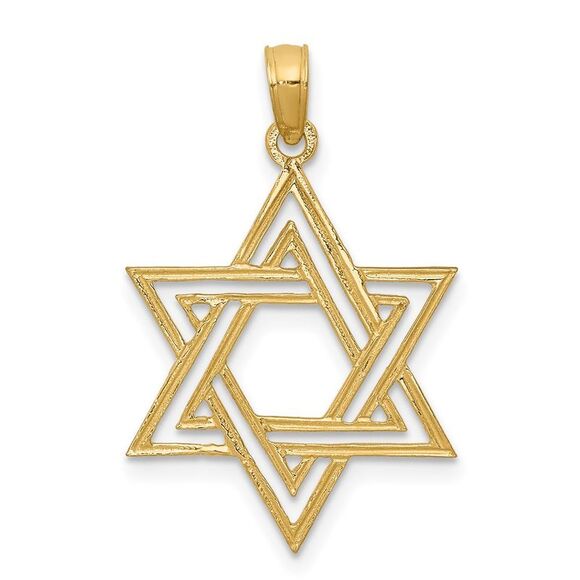 14k Yellow Gold Star of David Pendant